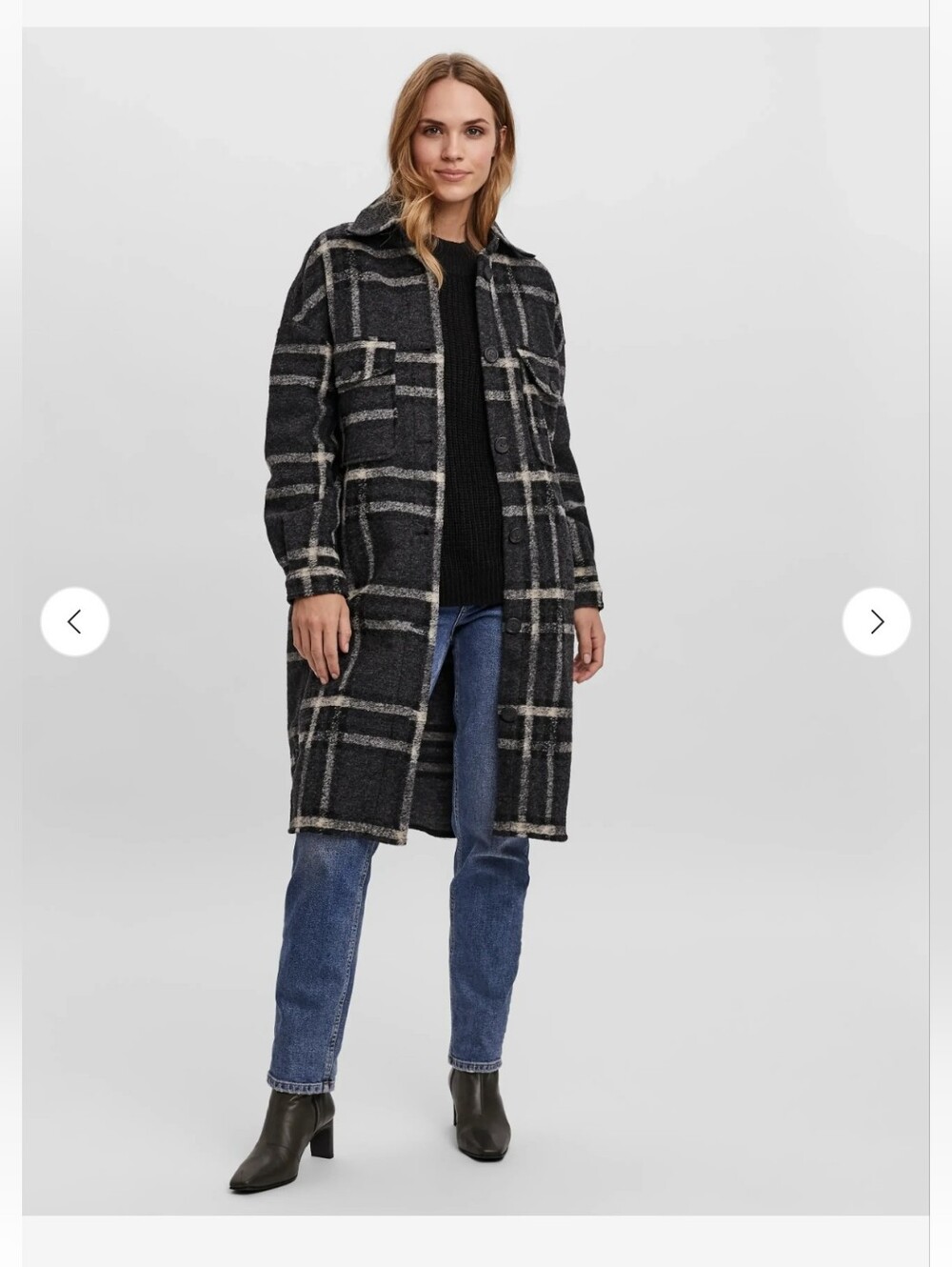Vero Moda Chrissie Long Wool Gray Check Shirt GA / Shacket Style 10237134